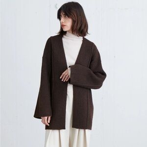 NWT Oak + Fort Open Front Cardigan in Coffee Bean